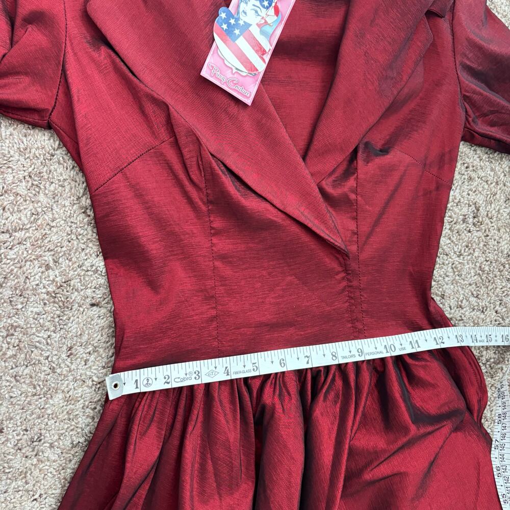 Pinup Couture Burgundy Portrait Collar Swing Dress NWT S Retro Rockabilly Wine - Picture 9 of 16